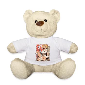 Blonde Kriegerin mit Schwert im Manga Stil - Teddy - Weiß - Vorne