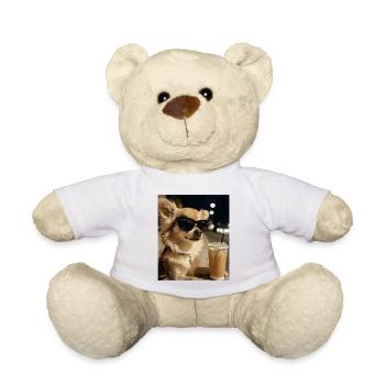 Sunglasses dog with iced coffee - Teddy Bear - white - Front