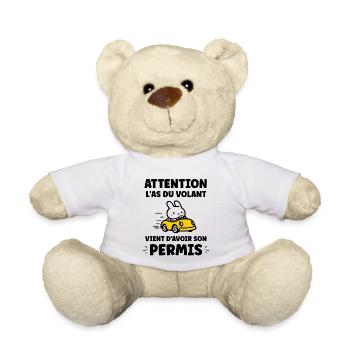 Humour j'ai mon permis de conduire - Nounours - blanc - Devant