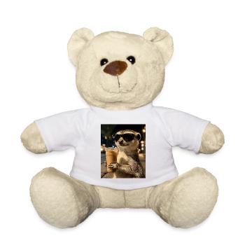 Meerkat mit Sonnenbrille und Kaffee - Teddy - Weiß - Vorne