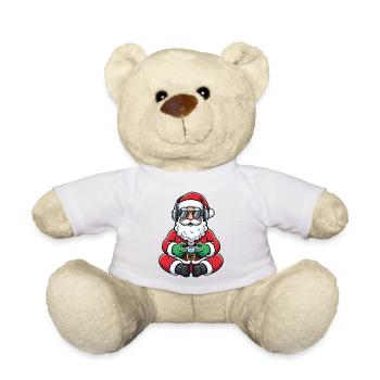 Gamer Santa Claus Playing Video Game Controller - Teddy Bear - white - Front