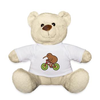 Kiwi Bird Riding Kiwi Bike New Zealand - Teddy Bear - white - Front