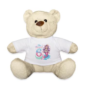 Meerjungfrau 6. Geburtstag 6 Jahre - Teddy - Weiß - Vorne