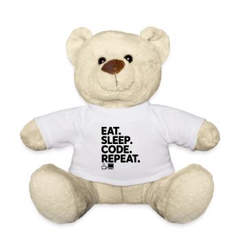 Mange. Dors. Code. Répétez. - Nounours - blanc - Devant