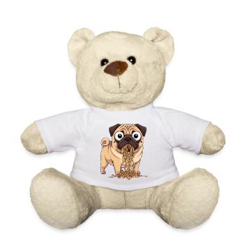 Carlin drôle avec spaghettis Italiens pâtes - Nounours - blanc - Devant