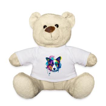 Cardigan Walisischer Corgi Lebendige Ölmalerei Kunst - Teddy - Weiß - Vorne