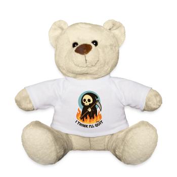 Grim Reaper in Flames Quit Text - Teddy Bear - white - Front