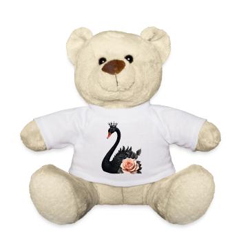 Cygne noir couronné de rose - Nounours - blanc - Devant