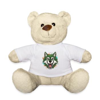 Green wolf with paint splashes - Teddy Bear - white - Front