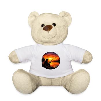 Retro Sonnenuntergang Angler Silhouette  - Teddy - Weiß - Vorne