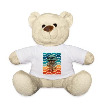 Beach jellyfish with sunglasses - Teddy Bear - white - Front