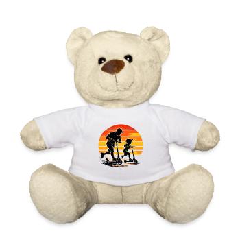 Papa Sohn Rollerfahrt Vatertag Retro Bestseller - Teddy - Weiß - Vorne