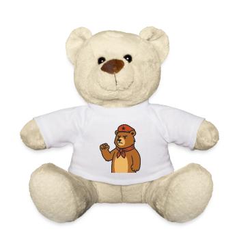 Wach Bär mit rotem Halstuch - Teddy - Weiß - Vorne