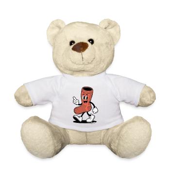 Socken Held Cartoon im Retro Look - Teddy - Weiß - Vorne