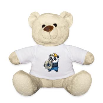 Panda Construction Worker with Gear - Teddy Bear - white - Front