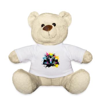 Rennwagen Farbenfroher Splash-Art-Rennfahrer - Teddy - Weiß - Vorne