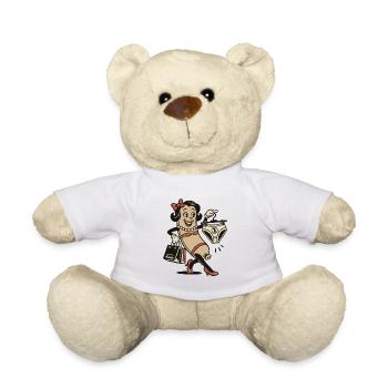 Vintage Pinup Mascot with Lingerie - Teddy Bear - white - Front