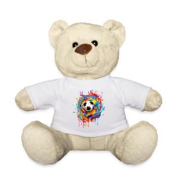 Foot Football Ballon Joueur Supporter Maillot Tee - Nounours - blanc - Devant