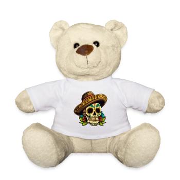 Zuckerschädel Sombrero Blumenkunst - Teddy - Weiß - Vorne