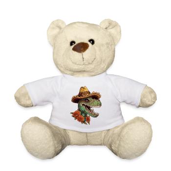 Mexican Sugar Skull Sombrero Trex - Teddy Bear - white - Front