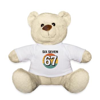 Six Seven 67 Italian Brainrot Retro Sunset Meme - Teddy Bear - white - Front