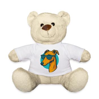 Windhund, Galgo Sonnenbrille Pop-Art - Teddy - Weiß - Vorne