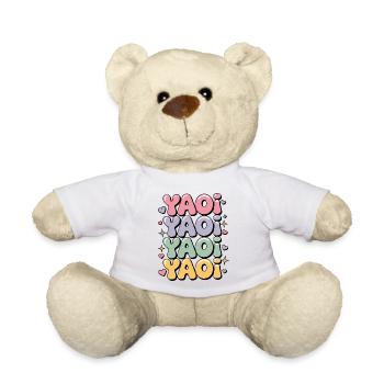 Bunte Blasenbuchstaben Schriftzug Yaoi. - Teddy - Weiß - Vorne