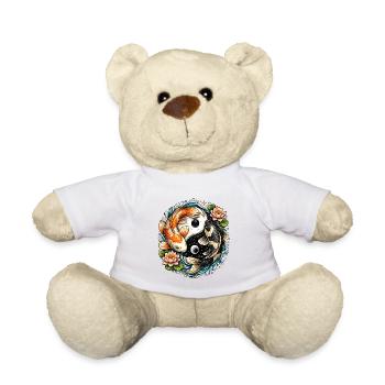 Koi Yin Yang Blumen und Lotusblumen - Teddy - Weiß - Vorne