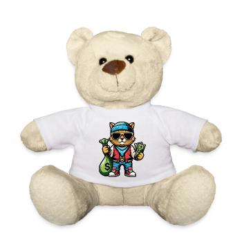 Katze liebt Geld und Sonnenbrille - Teddy - Weiß - Vorne