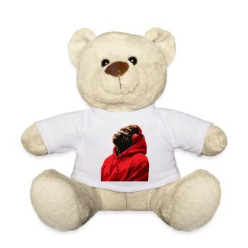 Gorille en sweat à capuche écoutant de la musique au casque - Nounours - blanc - Devant