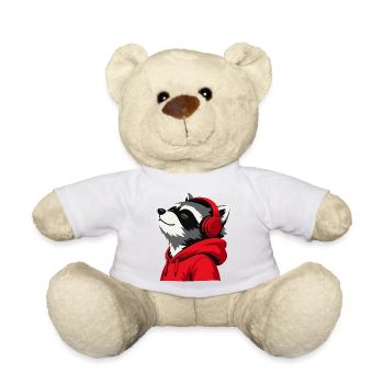 Raccoon Beats Hoodie Maskottchen - Teddy - Weiß - Vorne