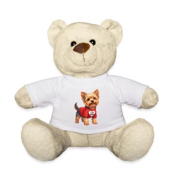Dessin animé Yorkshire Terrier J’aime Maman - Nounours - blanc - Devant