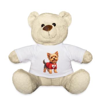 Dessin animé Yorkshire Terrier J’aime Maman - Nounours - blanc - Devant