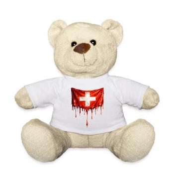 Abtropfende Schweizer Flagge - Teddy - Weiß - Vorne
