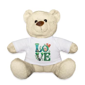 Nature Love Shirt with Panda Sloth - Teddy Bear - white - Front