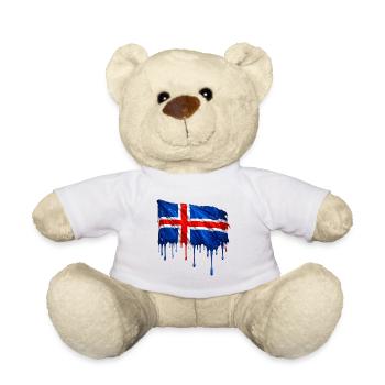 Icelandic flag colorful color - Teddy Bear - white - Front