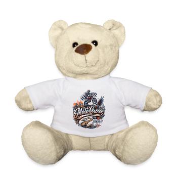 Motocross biker motorcycle cross trial enduro freestyle - Teddy Bear - white - Front