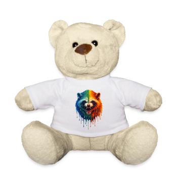 Raccoon in bright colors - Teddy Bear - white - Front