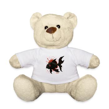 Koi-Splatter: Schwarz Fisch - Teddy - Weiß - Vorne