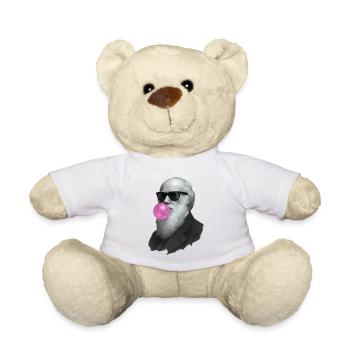Charles Darwin mit Kaugummi und Sonnenbrille - Teddy - Weiß - Vorne