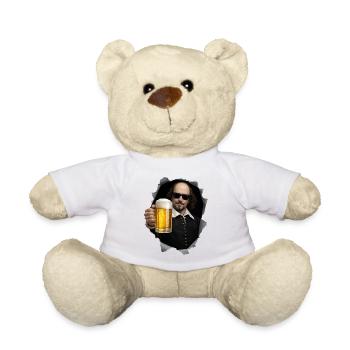 William-Shakespeare mit Bier - Teddy - Weiß - Vorne