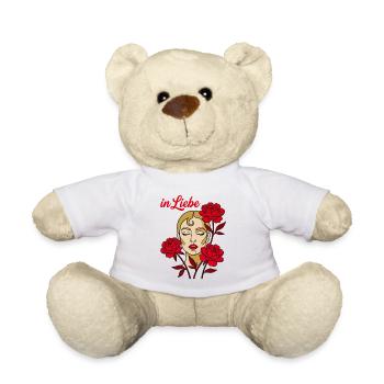 In Liebe Romantische Line Art Frau Rosen - Teddy - Weiß - Vorne
