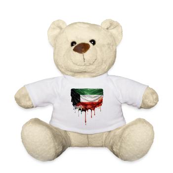 Kuwait Flag Dripping Art - Teddy Bear - white - Front