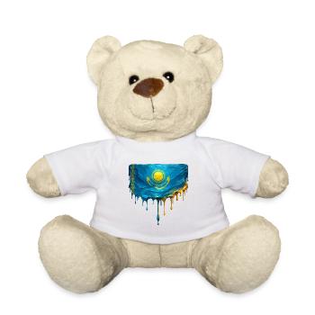 Kasachstan Flagge Tropfenkunst - Teddy - Weiß - Vorne