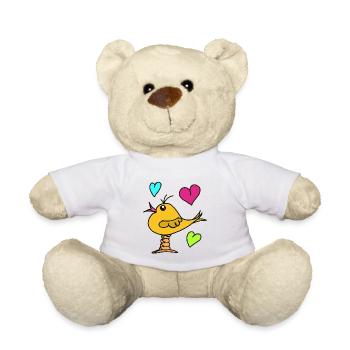 Bird Heart Comic Birds Funny - Teddy Bear - white - Front