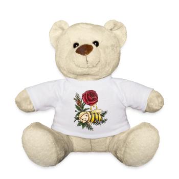 Honey Bee Dreaming Among Roses - Teddy Bear - white - Front