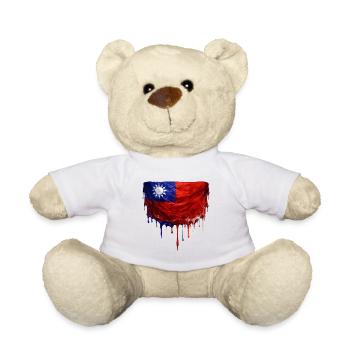 Taiwan Flag Drop Art - Teddy Bear - white - Front