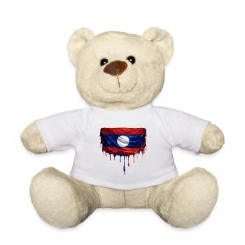 Drapeau du Laos couleur colorée - Nounours - blanc - Devant
