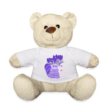 Bébé enfant cœur chenille lavande - Nounours - blanc - Devant