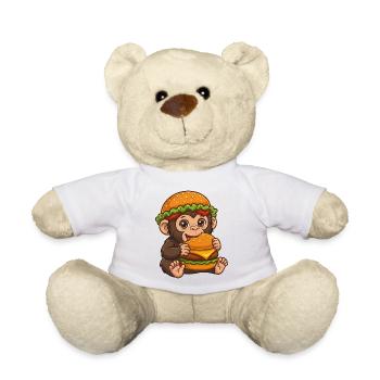 Singe mignon avec motif de dessin animé de burger - Nounours - blanc - Devant